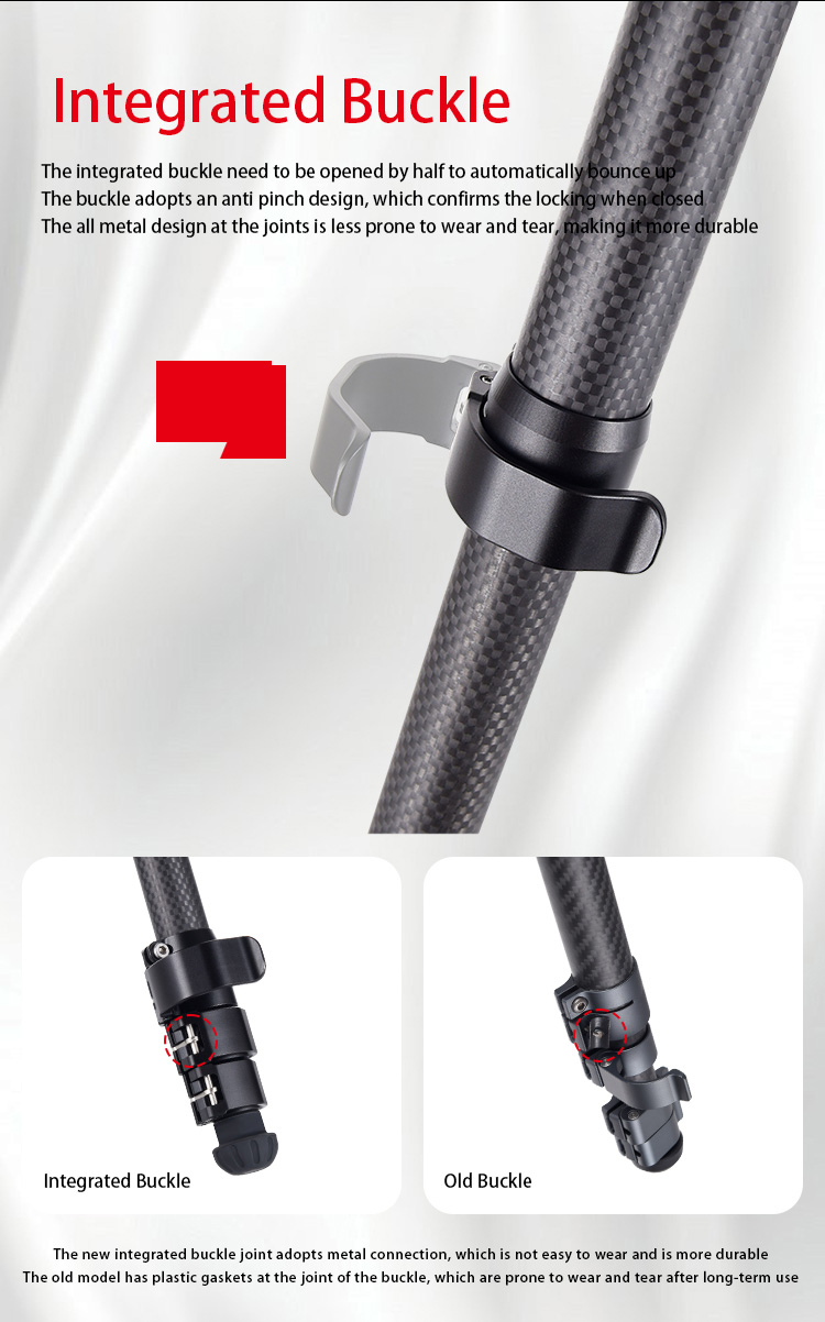 11 AOKA TS194C new center column compact lightweight travel carbon fiber tripod with buckle lock