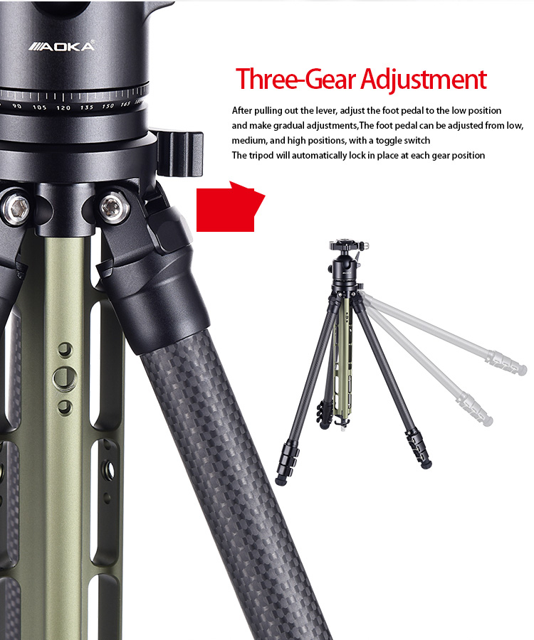 13 AOKA TS194C new center column compact lightweight travel carbon fiber tripod with buckle lock